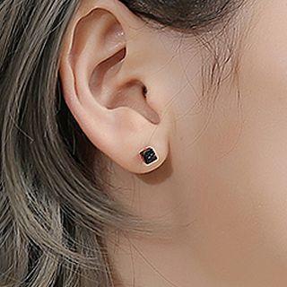 925 Sterling Silver Cube Stud Earring 1 Pair - Cube Stud Earring - One Size