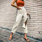 Cutout-detail Belted Pants