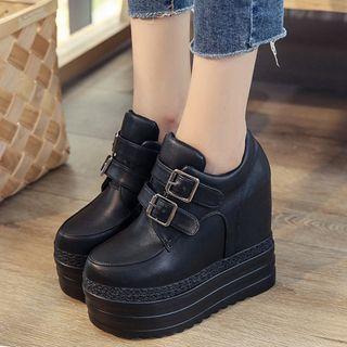 Platform Wedge Buckle Sneakers