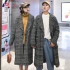 Couple Matching Buttoned Plaid Long Coat