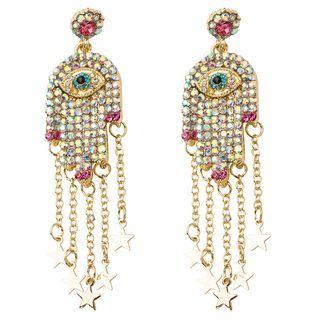 Rhinestone Palm Drop Earring 1 Pair - Gold - One Size