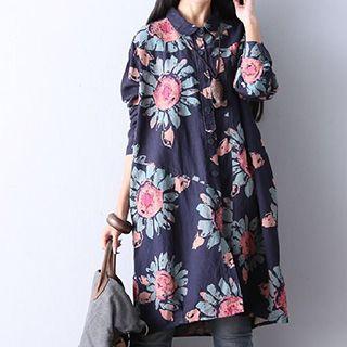 Floral Print Denim Shirtdress