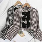 Bow Gingham Cropped Blouse