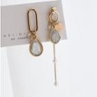 Non-matching Faux Crystal Dangle Earring Gold - One Size