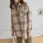 Pocket-front Drop-shoulder Plaid Shirt