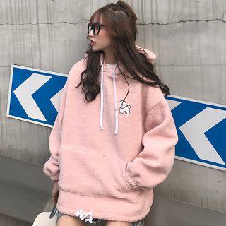 Long-sleeve Hooded Loose-fit Fleece Top