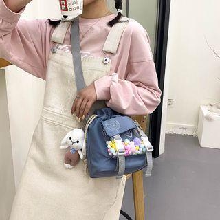 Pvc Panel Crossbody Bucket Bag / Bag Charm / Set