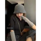 Color Block Long-sleeve Knit Top Black - One Size