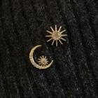 925 Sterling Silver Non-matching Moon Star & Sun Earring As Shown In Figure - One Size