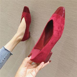 Cap-toe Chunky Heel Pumps
