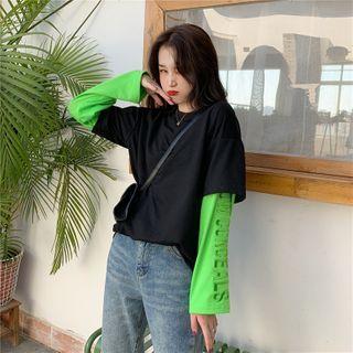 Crewneck Embroider Letter Loose-fit Sweatshirt