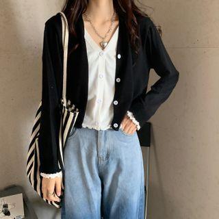 Mock Two-piece Ruffled Cardigan