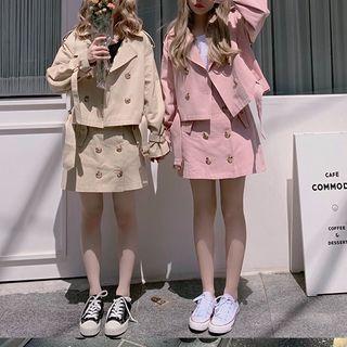 Double Breasted Trench Jacket / A-line Skirt