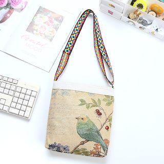 Bird Embroidered Tote Bag / Crossbody Bag