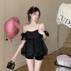 Cold Shoulder Organza Blouse