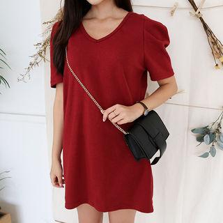 Puff-sleeve Shift Minidress