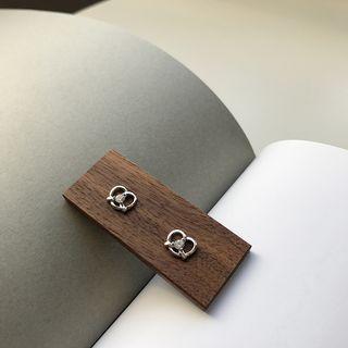 925 Sterling Silver Rhinestone Earring 1 Pair - E239 - Silver - One Size