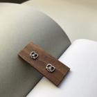 925 Sterling Silver Rhinestone Earring 1 Pair - E239 - Silver - One Size