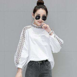 Lantern-sleeve Embroidered Top