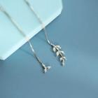 Leaf Asymmetrical Sterling Silver Dangle Earring 1 Pair - Leaves - Silver - One Size