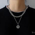 Couple Matching Pendant Layered Chain Necklace Silver - One Size