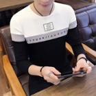 Long-sleeve Colored Panel T-shirt