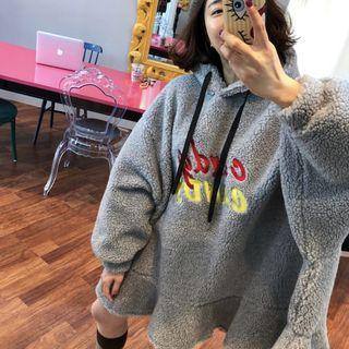 Fleece Ruffle Hem Hoodie Dress