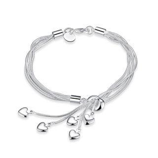 Simple Multi-layer Heart Bracelet Silver - One Size