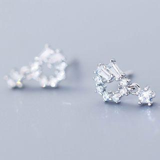 925 Sterling Silver Zircon Ear Stud As Shown In Figure - One Size