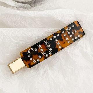 Rhinestone Lettering Acrylic Hair Clip Amber & Gold - One Size