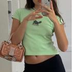 Short Sleeve Animal Print Crop Top