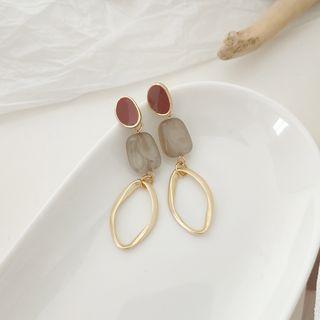 Resin Glaze Alloy Dangle Earring 1 Pair - 925 Silver - One Size