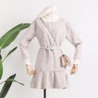 Ruffled-trim Plaid A-line Dress