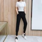 Set: Short-sleeve Zip-front Top + Sweatpants