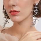 Irregular Bar Dangle Earring 1 Pair - 925 Silver - White - One Size