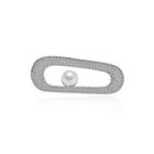 Simple And Creative Geometric Imitation Pearl Brooch With Cubic Zirconia Silver - One Size