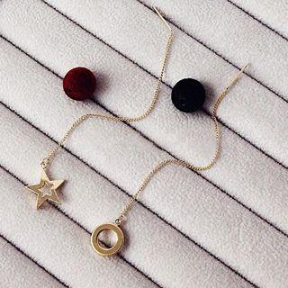 Pompom Non-matching Threader Earring