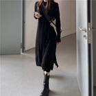 Black Skinny Long-sleeve Knit Dress Black - One Size
