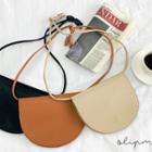 Semicircle Pleather Cross Bag Light Beige - One Size