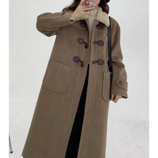 Fluffy Trim Midi Duffle Coat