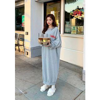 Letter Embroidery Long Sweatshirt Dress