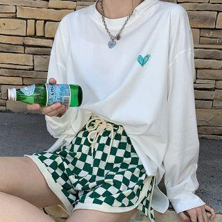 Heart Print Slit Oversized Top