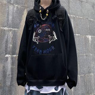 Earth-print Front Pocket Hooded Sweatshirt