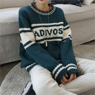 Drop-shoulder Lettering Sweater