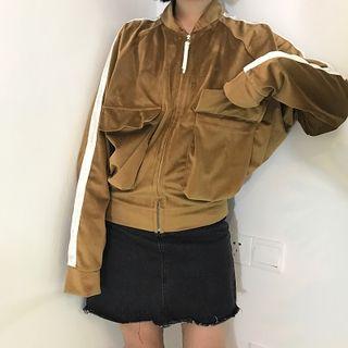 Velvet Loose-fit Baseball Jacket