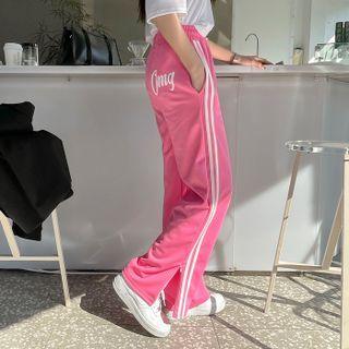 Zip-hem Contrast-trim Sweatpants