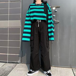 Striped Pullover / Wide-leg Sweatpants