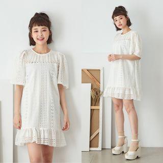 Short-sleeve Eyelet Lace Dress