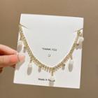 Faux Pearl Rhinestone Necklace X869 - Gold - One Size