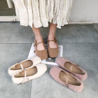 Faux Fur Mary Jane Flats